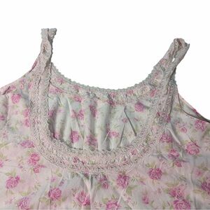 CACIQUE Woman Floral Pink Long Nightgown SZ 18/20 100% Cotton